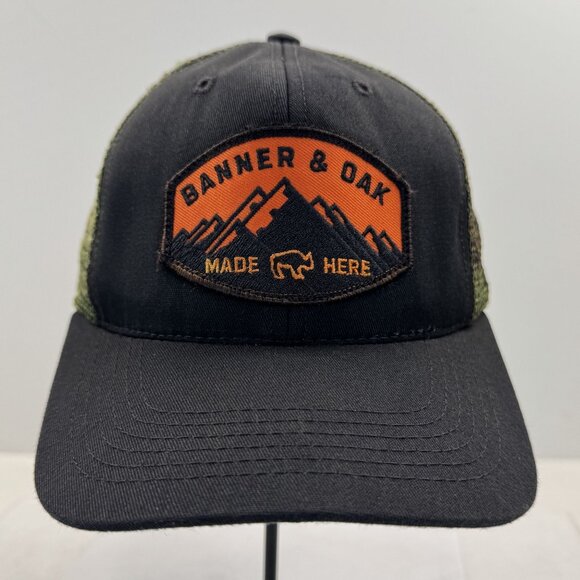 Banner & Oak Black and Green Camo Mesh Back Snapback Hat Adjustable USA Made - Picture 8 of 9